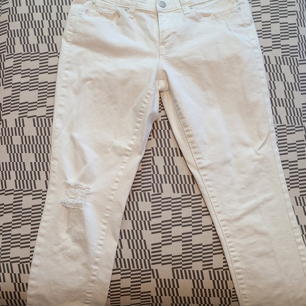 White Gap Skinny Fit Distressed Jeans